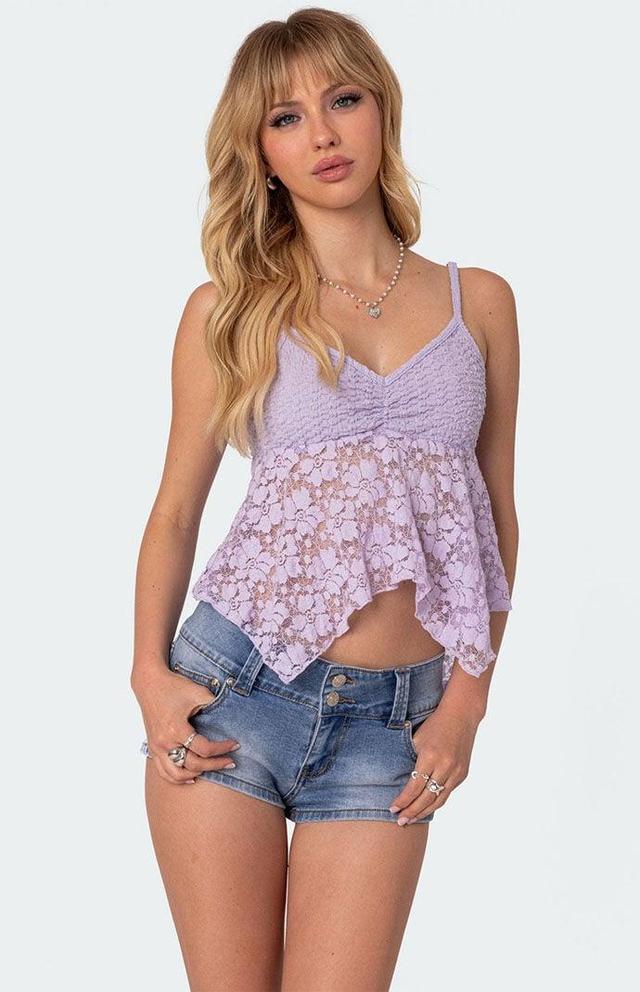 Edikted Womens Orchid Sheer Lace Top Product Image