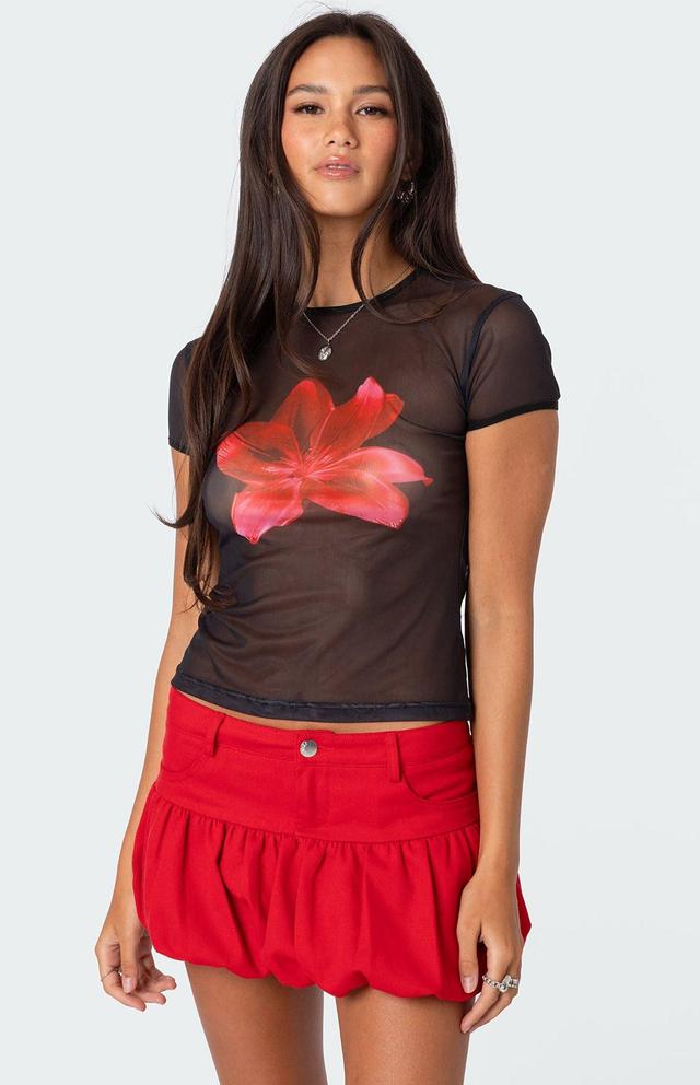 Edikted Women's Aloha Sheer Mesh T-Shirt Product Image