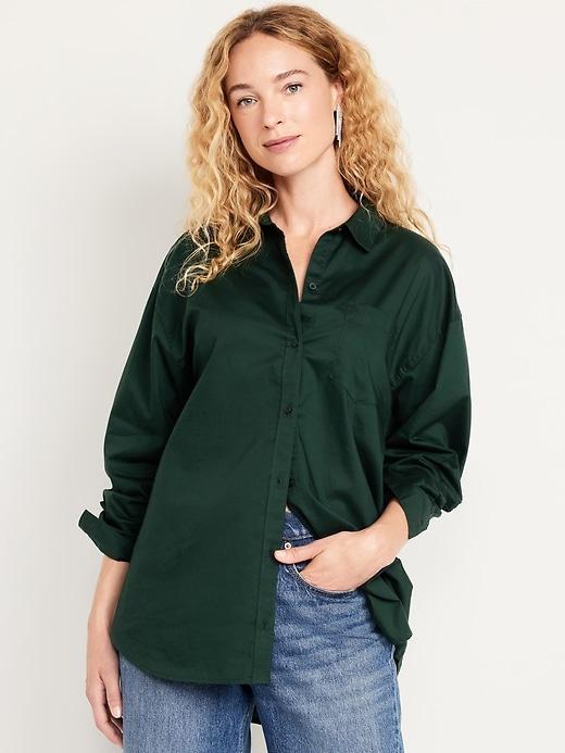 Oversized Button-Down Boyfriend Shirt Product Image