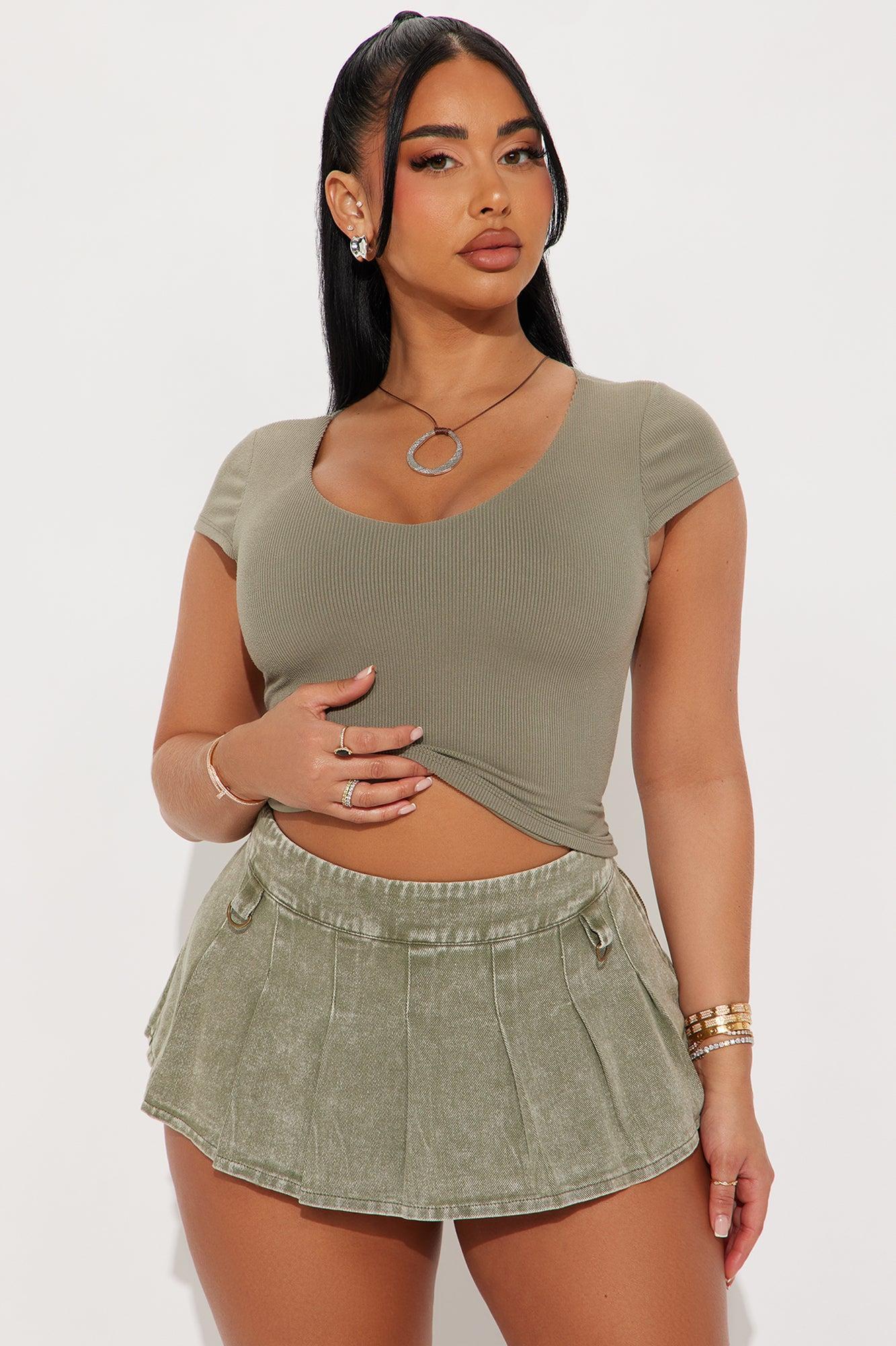 Deena Double Lined Top - Olive Product Image