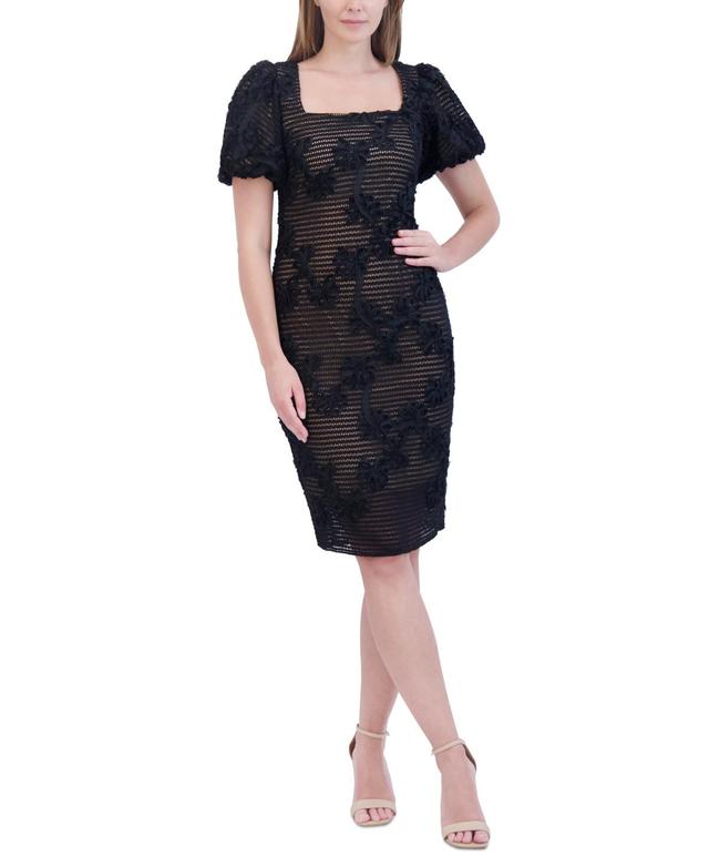 Eliza J Womens 3D Floral Square-Neck Sheath Dress Product Image