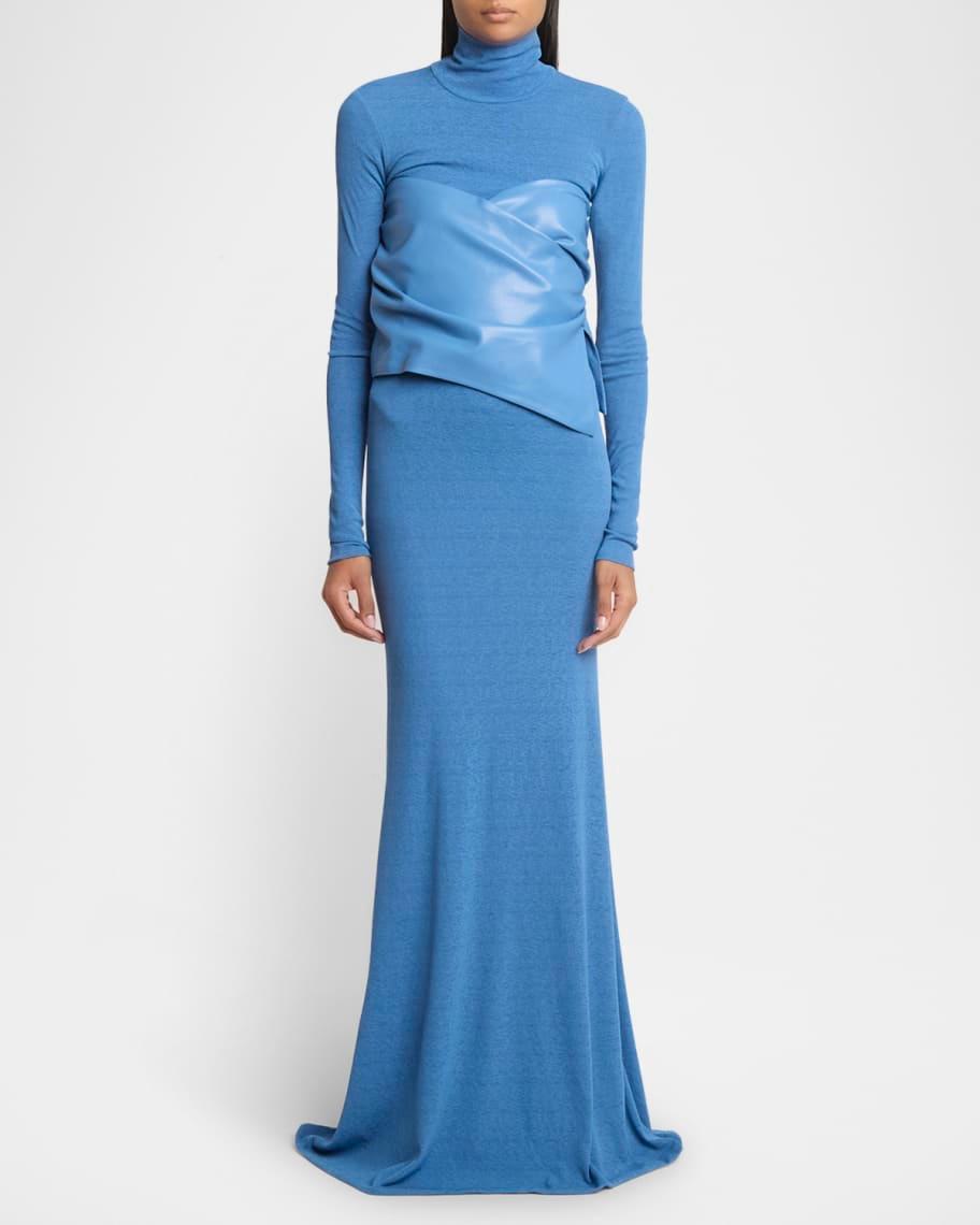 Amabel Turtleneck Alt-Leather Combo Maxi Dress  Product Image