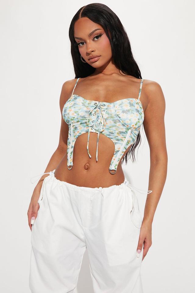 Michelle Floral Corset Top - Blue/combo Product Image