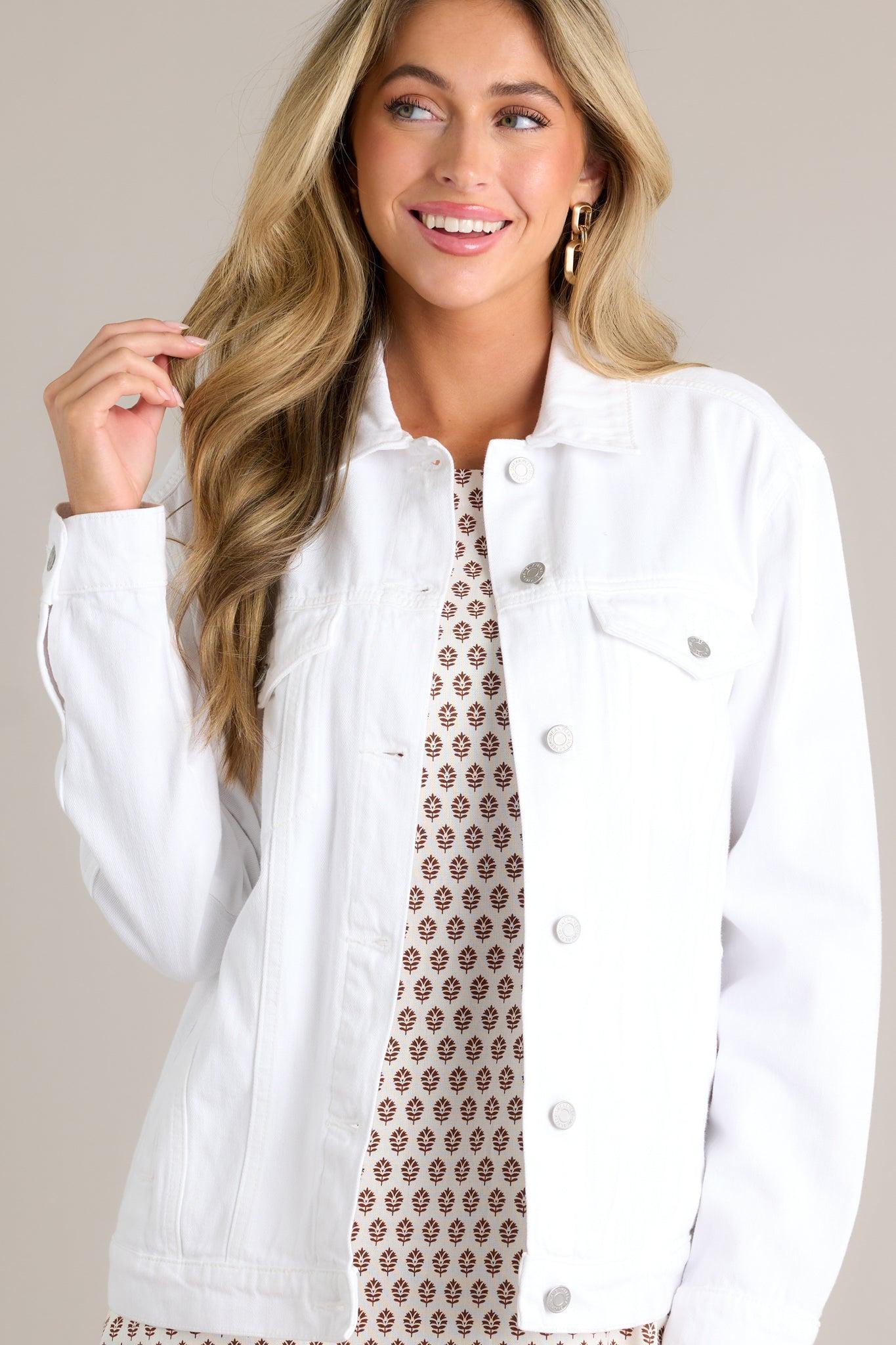 Do You Ever White Denim Jacket Product Image