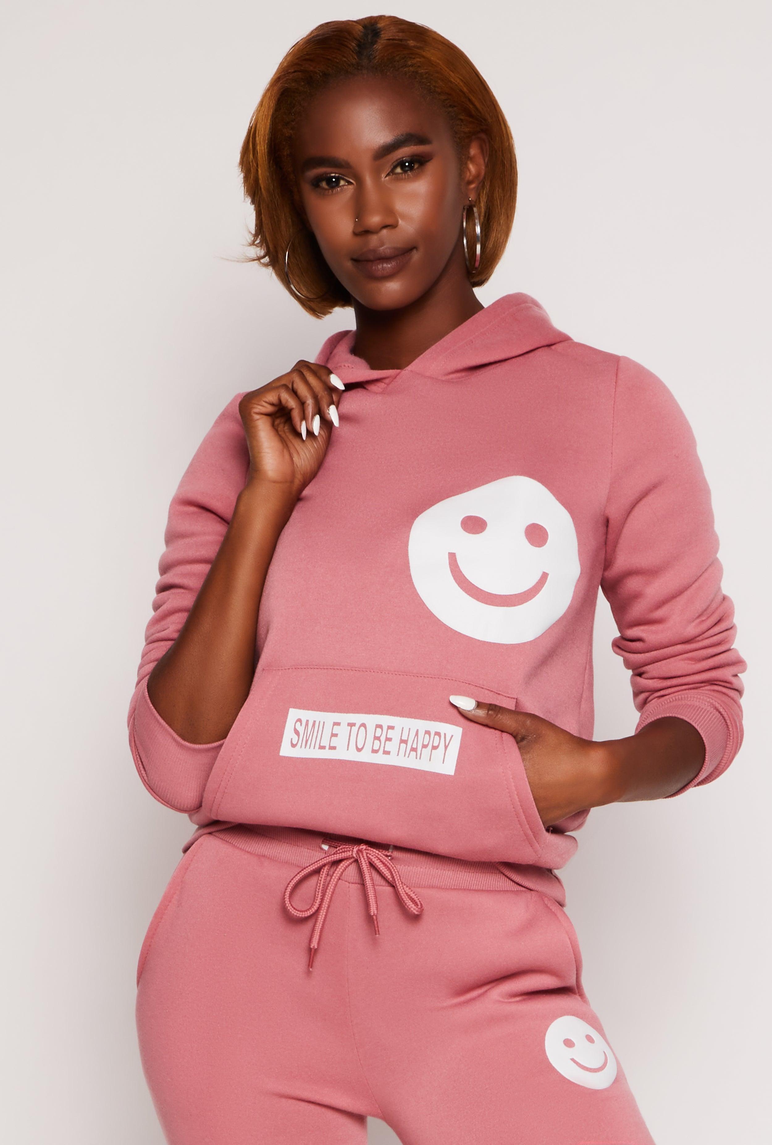 Womens Fleece Smile To Be Happy Pullover Hoodie Product Image