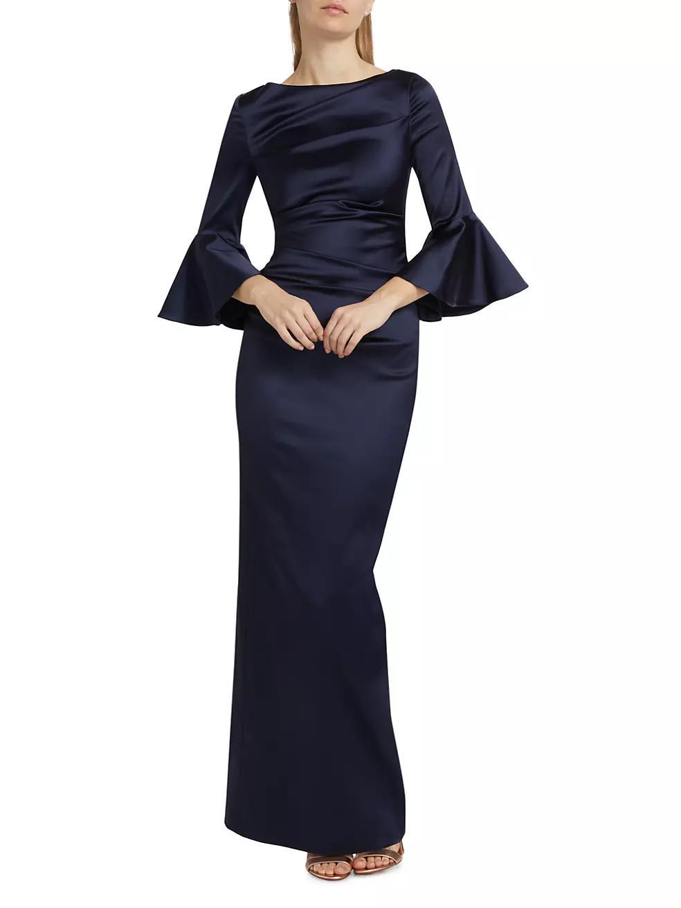 Satin Duchesse Bell-Sleeve Gown Product Image