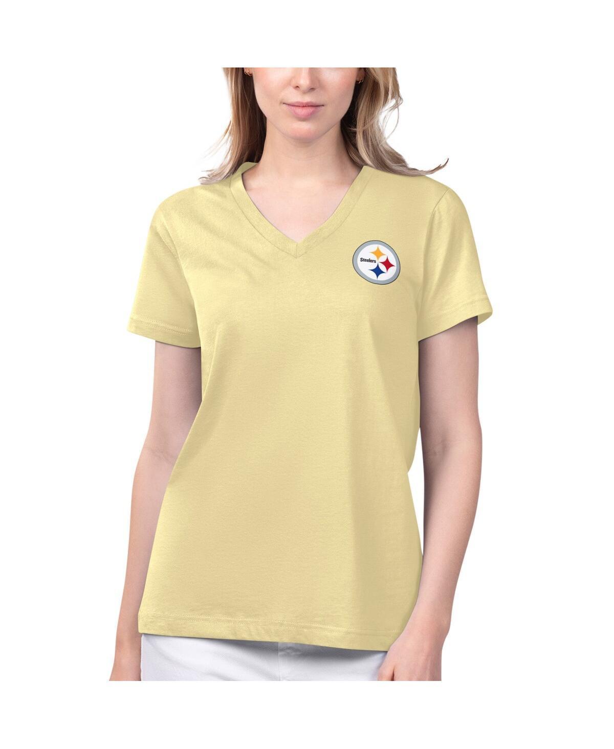 Womens Margaritaville Gold Pittsburgh Steelers Game Time V-Neck T-shirt Product Image