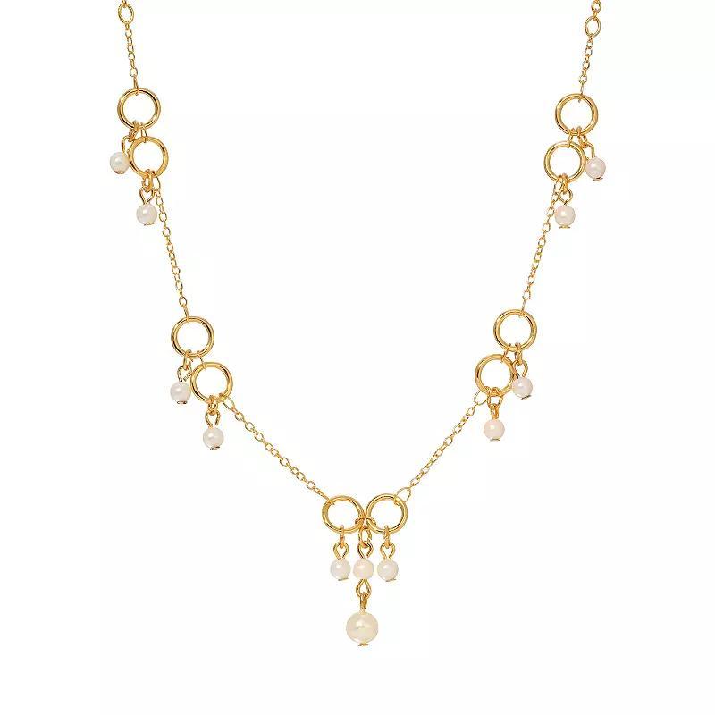 1928 Gold Tone Simulated Pearl Shaky Station Necklace, Womens, White Product Image