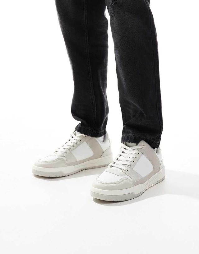 ASOS DESIGN lace-up sneakers in beige  Product Image