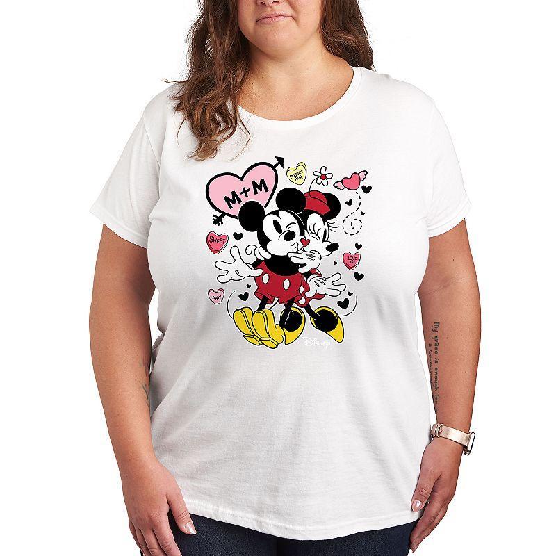 Disneys Mickey & Minnie Mouse Plus Size Heart Graphic Tee, Womens Product Image