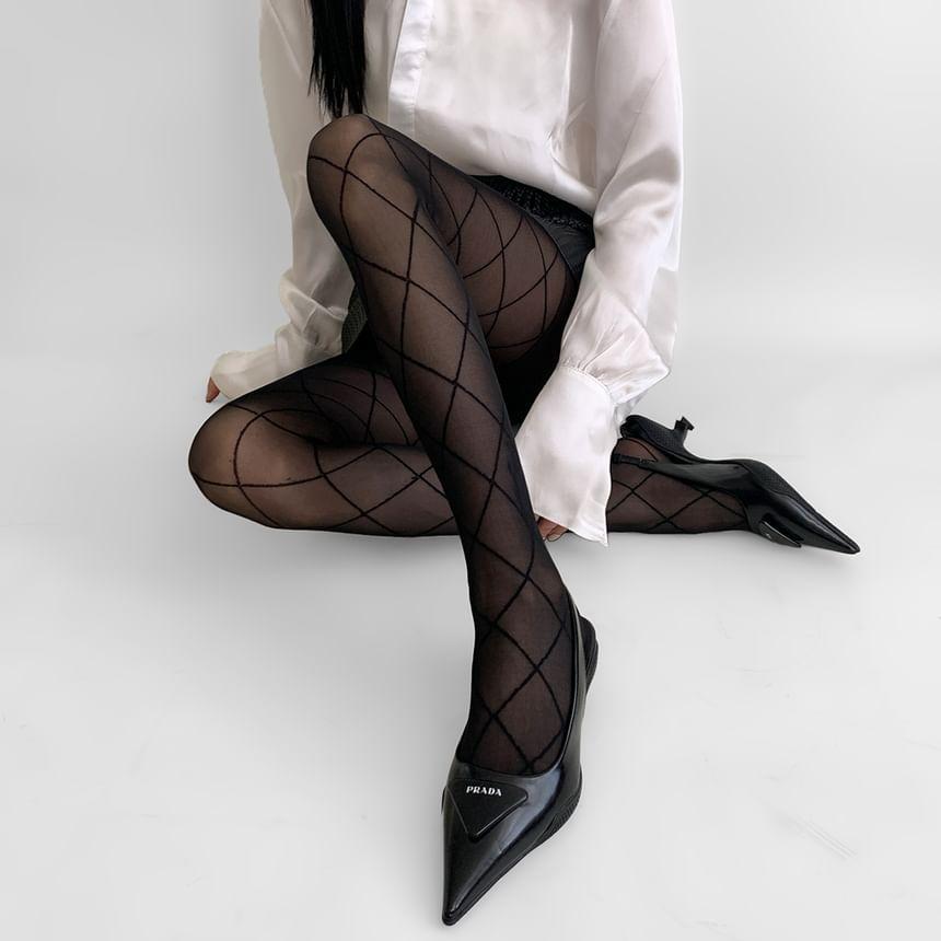 Diamond Print Sheer Tights Product Image