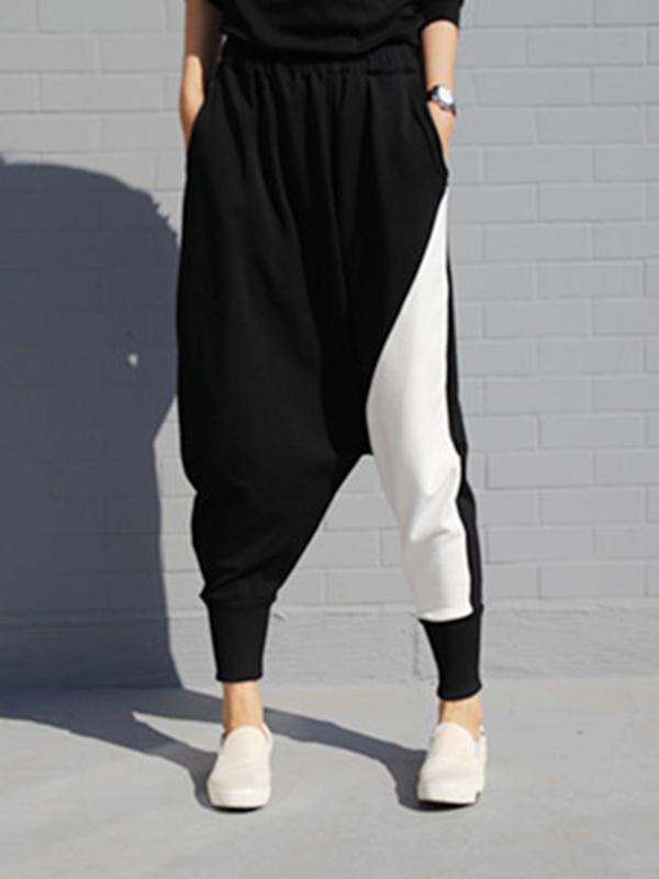 Contrast Color Splicing Harem Pants Product Image