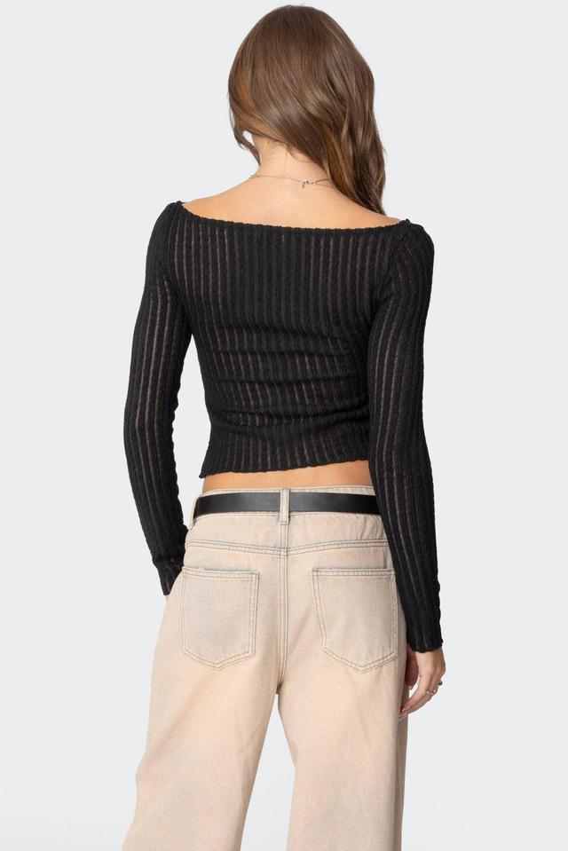 Textured Sheer Boat Neck Top Product Image