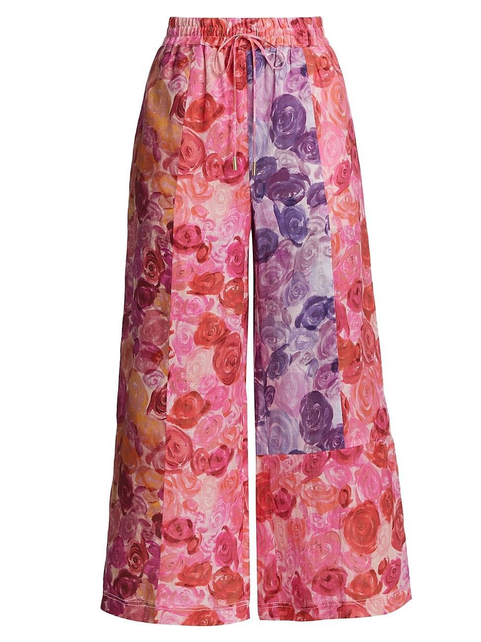 Womens Vision Floral Linen Wide-Leg Pants Product Image