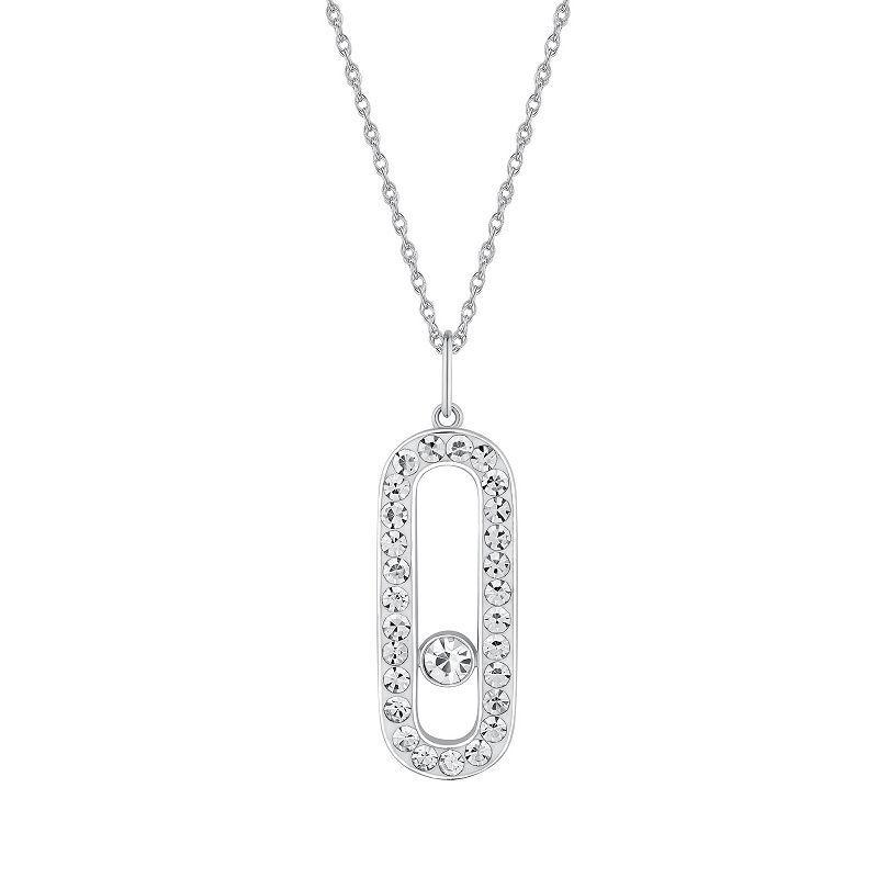 Chrystina Crystal Oval Pendant Necklace, Womens Silver Tone Product Image