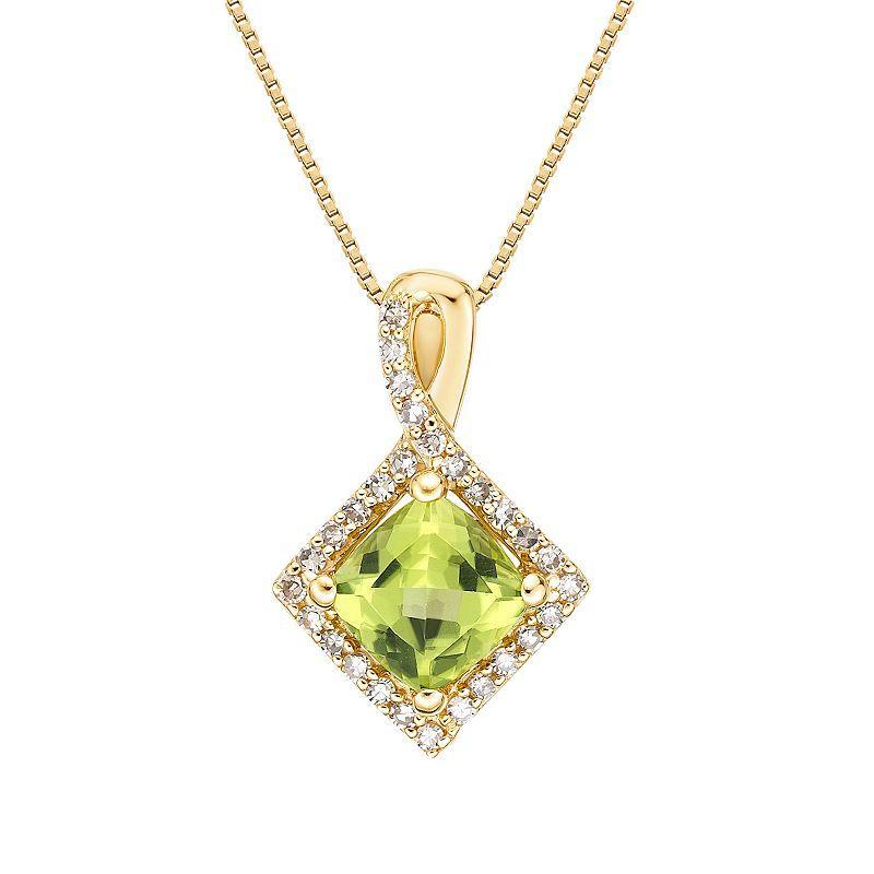 Gemminded 10k Gold 1/6 Carat T.W. Diamond & Peridot Pendant Necklace, Womens Green Product Image