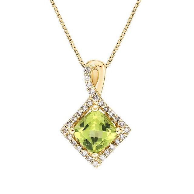 Gemminded 10k Gold 1/6 Carat T.W. Diamond & Peridot Pendant Necklace, Womens Product Image