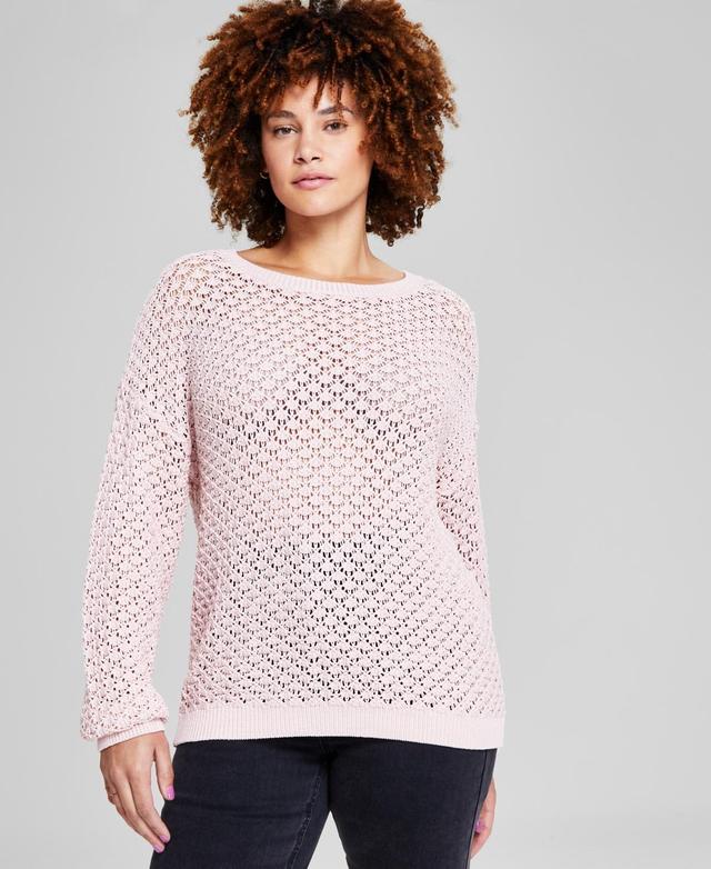 And Now This Womens Pointelle-Knit Long-Sleeve Sweater, Created for Macys Product Image