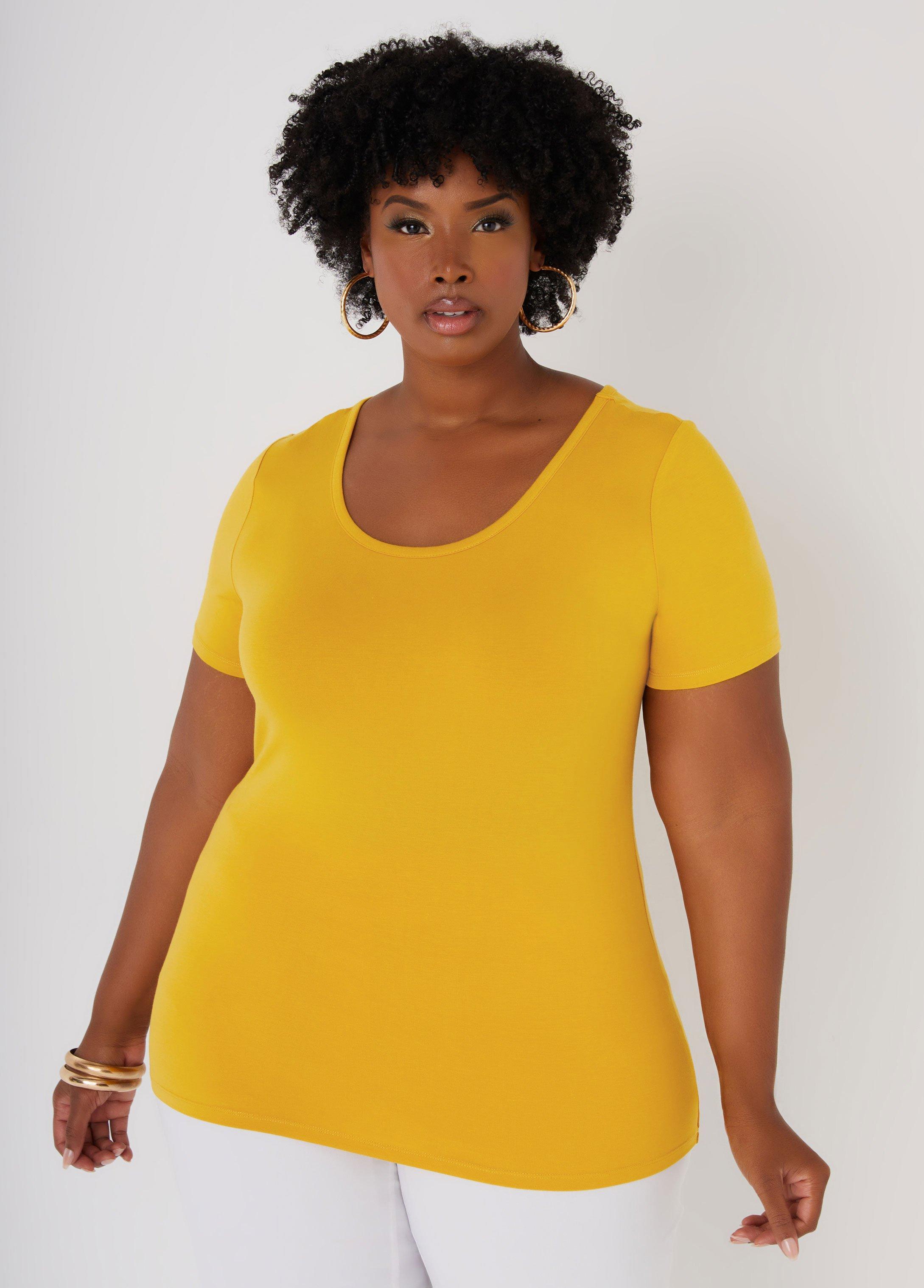 Plus Size Jersey Scoop Neck Tee, - Ashley Stewart Product Image