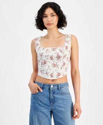 Women's Printed Woven Sleeveless Corset Top, Created for Macy's  Product Image