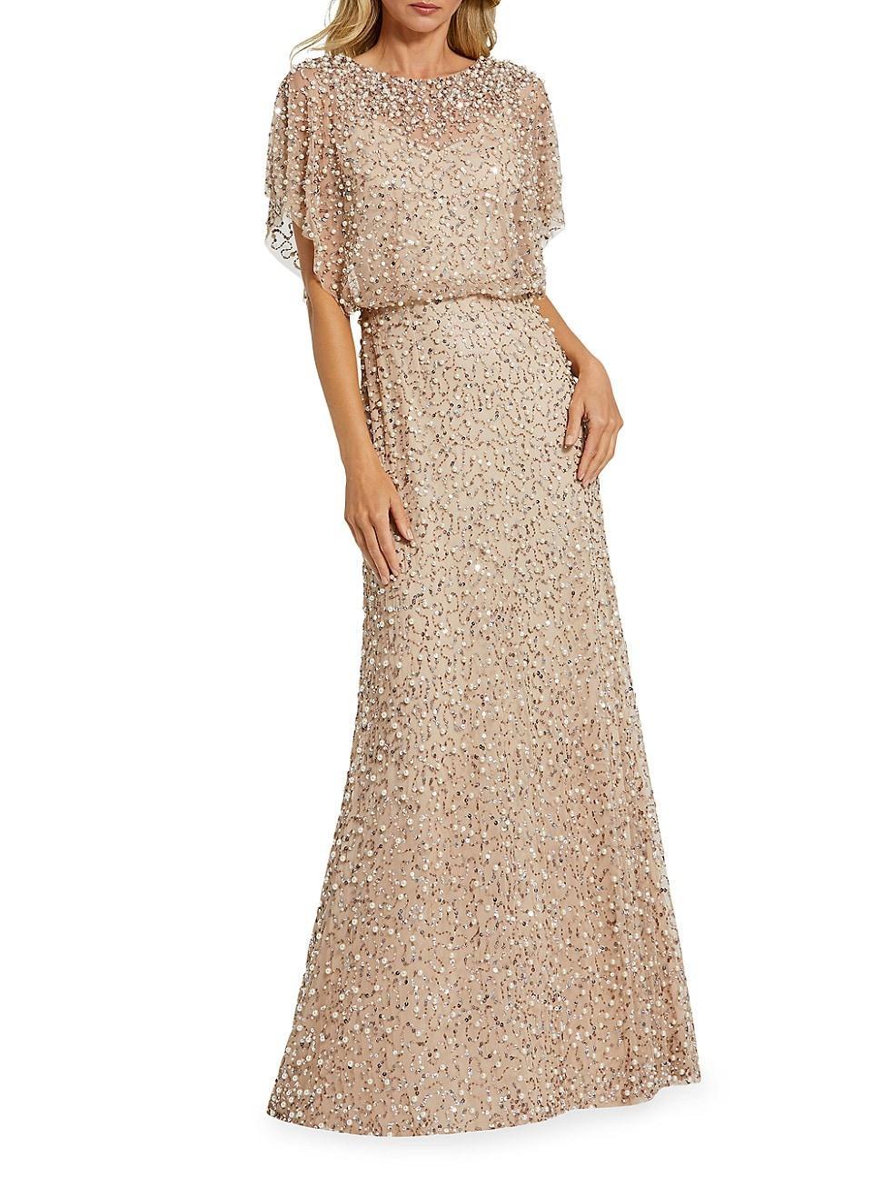 Womens Beaded Sequin Shawl Gown product image