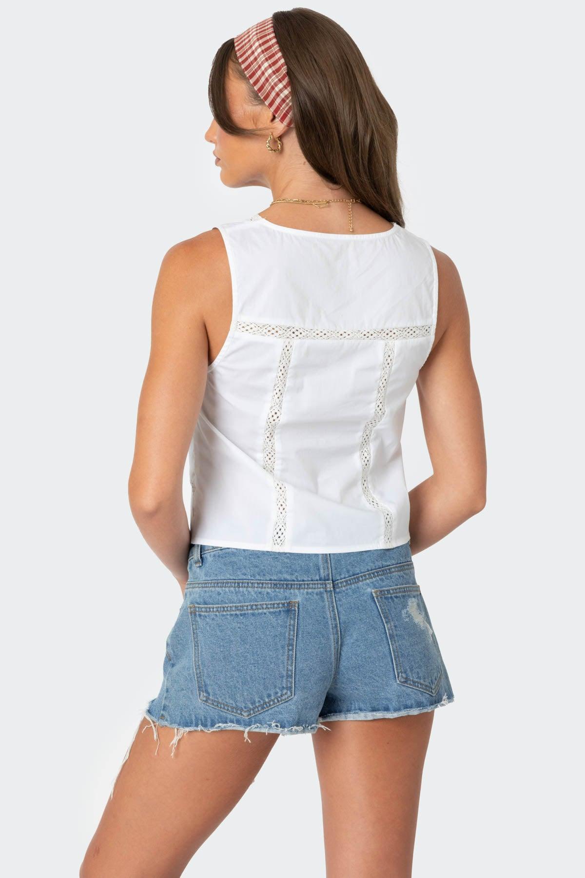 Embroidered Lacey Split Front Top Product Image