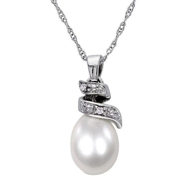 Stella Grace 10k White Gold Diamond Accent & Freshwater Cultured Pearl Pendant, Womens Product Image