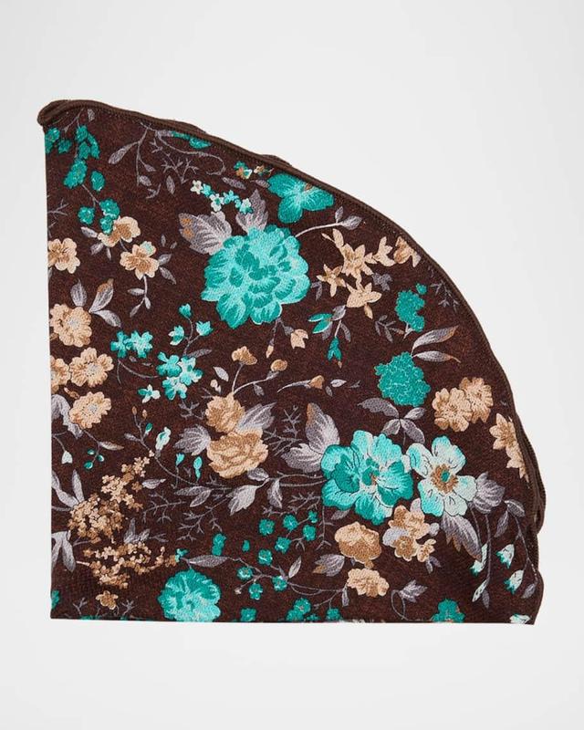 Men's Silk Reversible Floral and Geometric Pocket Round Product Image