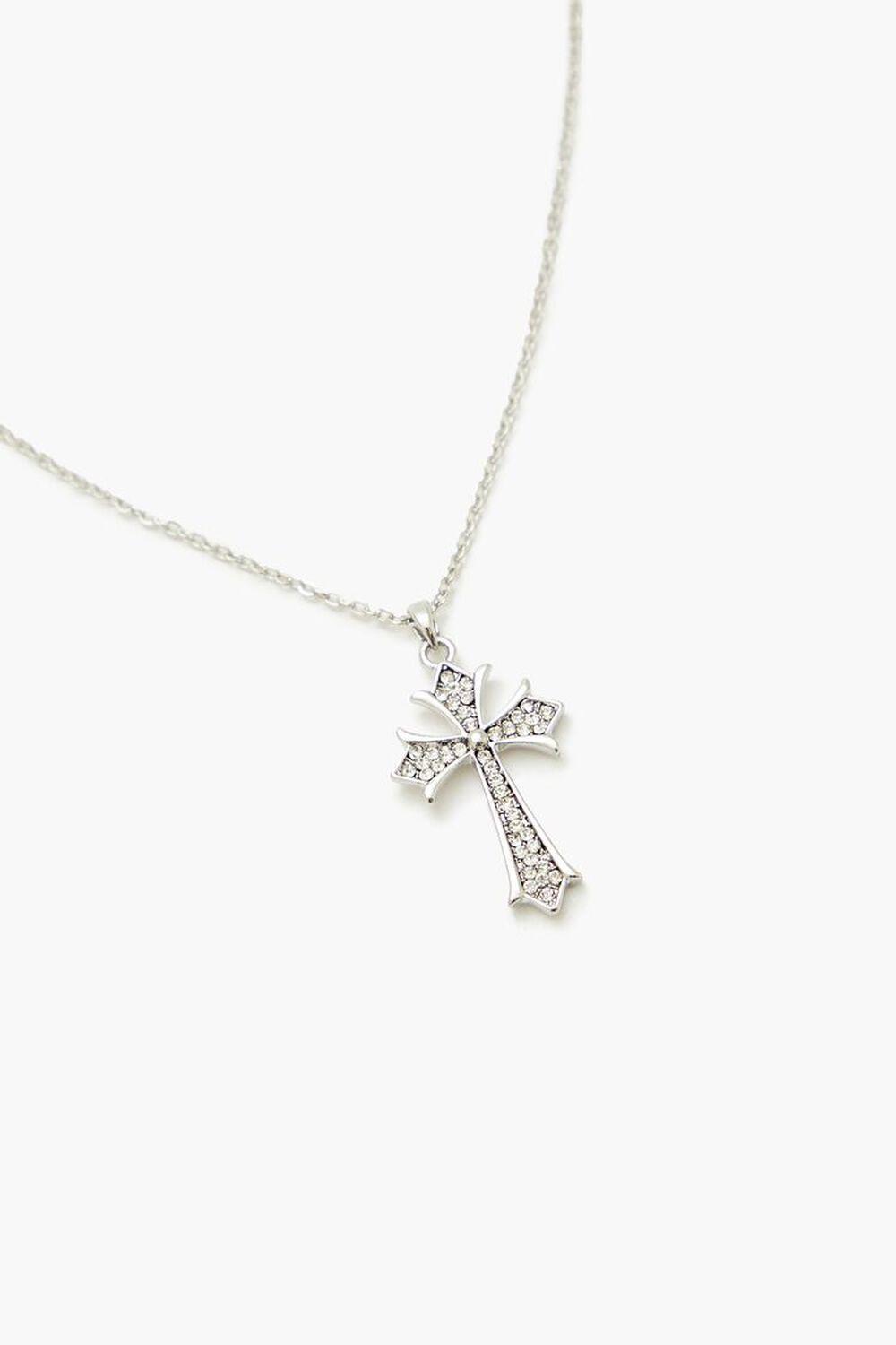 Rhinestone Cross Pendant Necklace | Forever 21 Product Image