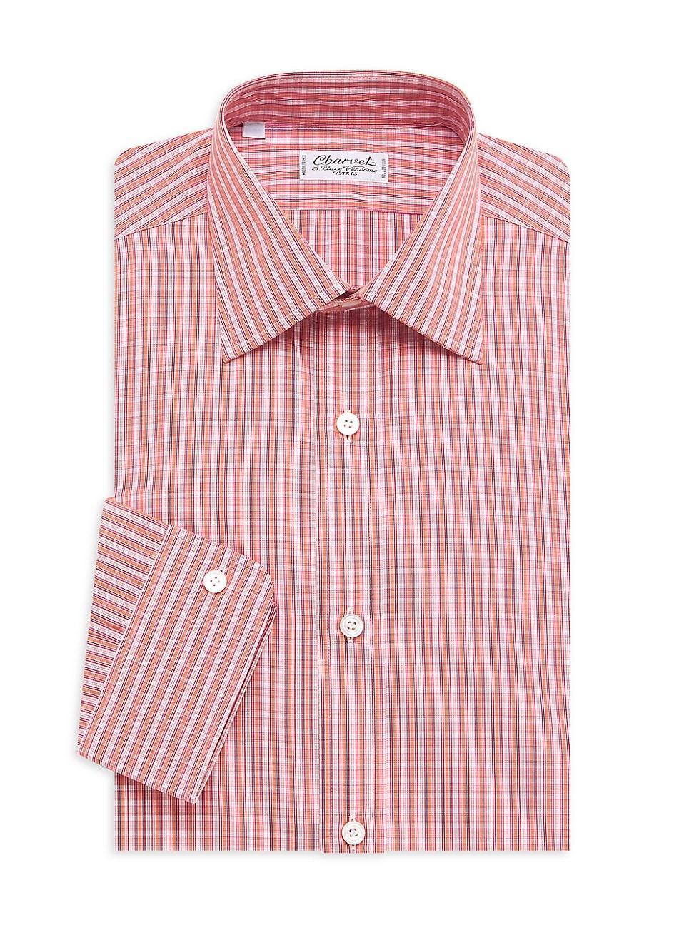 Mens Small Windowpane Plaid Tonal Silk Dress Shirt Product Image