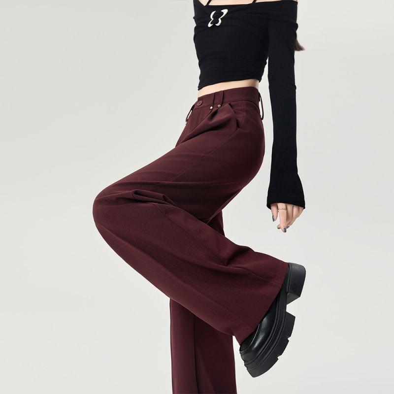 High Rise Plain Wide Leg Dress Pants product image