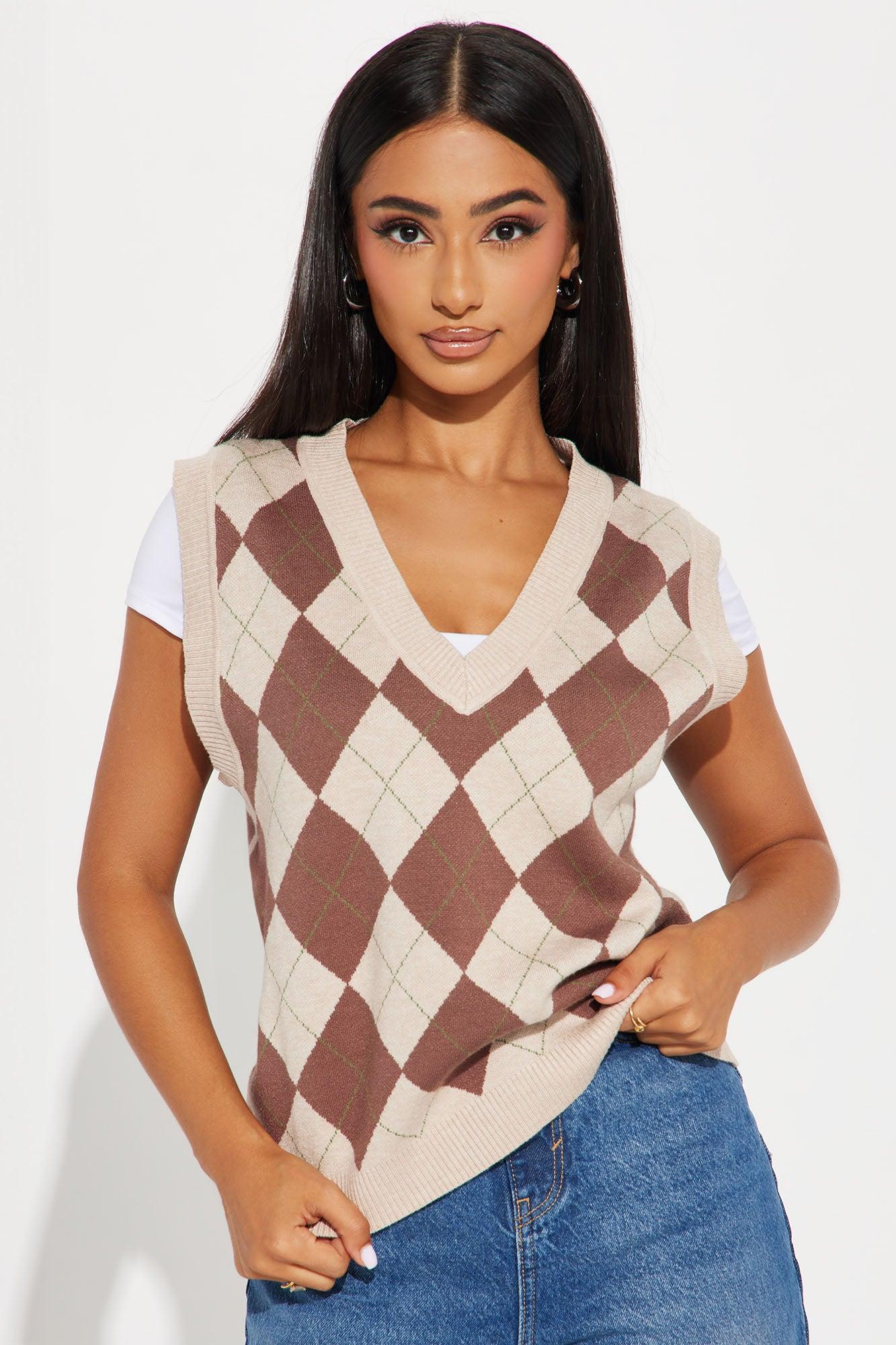 Learning Curve Argyle Sweater Vest - Brown/combo Product Image