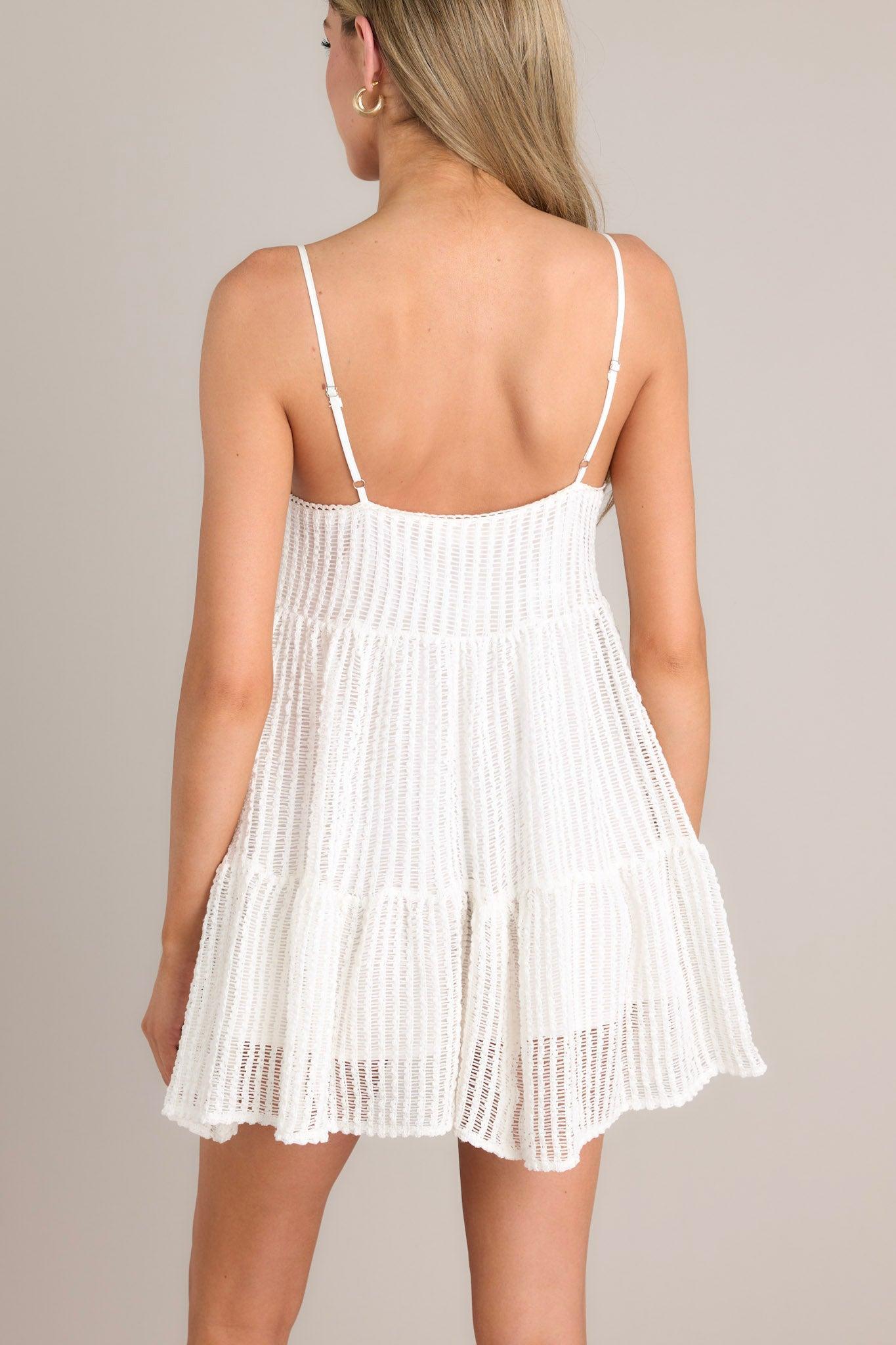 Threads of Fate Open Knit White Mini Dress Product Image