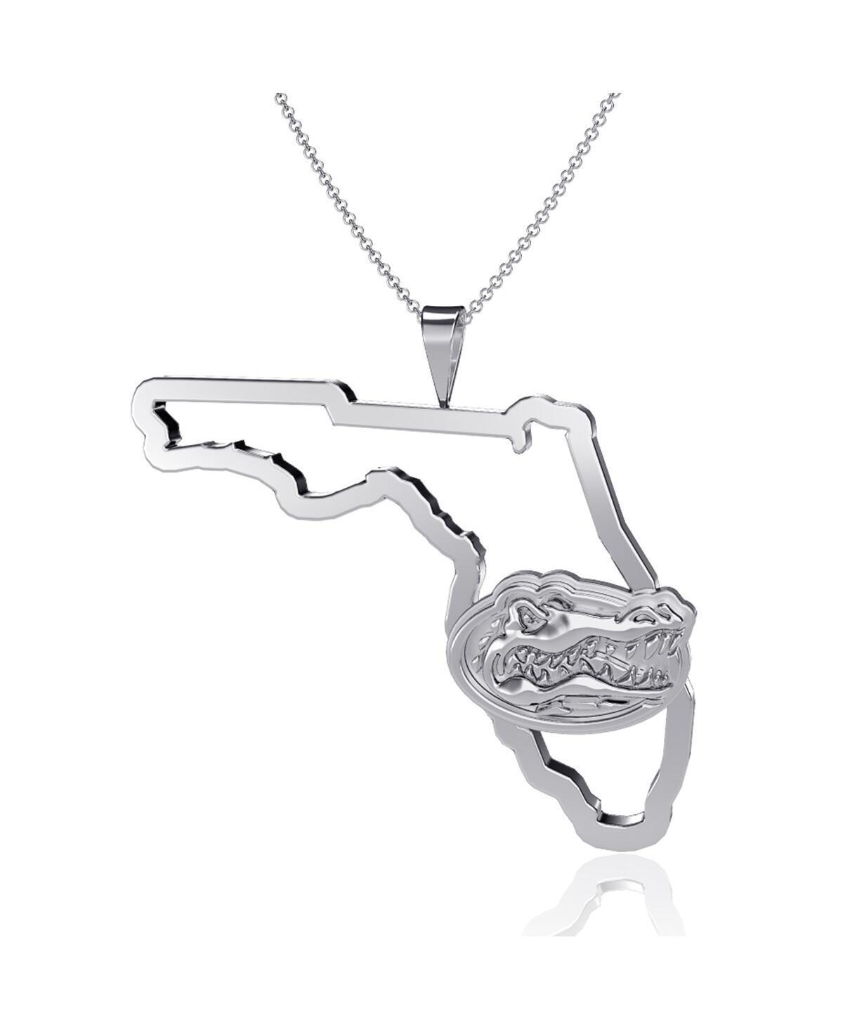 Womens Dayna Designs Silver Florida Gators Team State Outline Necklace Product Image