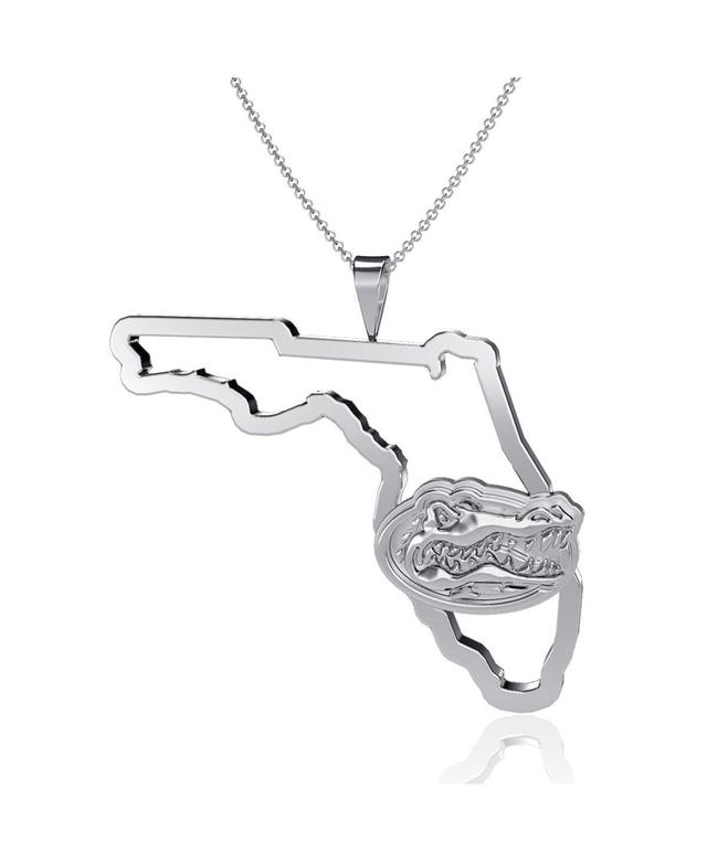 Womens Dayna Designs Silver Florida Gators Team State Outline Necklace Product Image