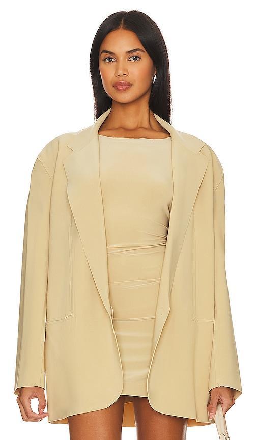 Norma Kamali Oversized Single Breasted Jacket Beige. Size L (also in ). Product Image
