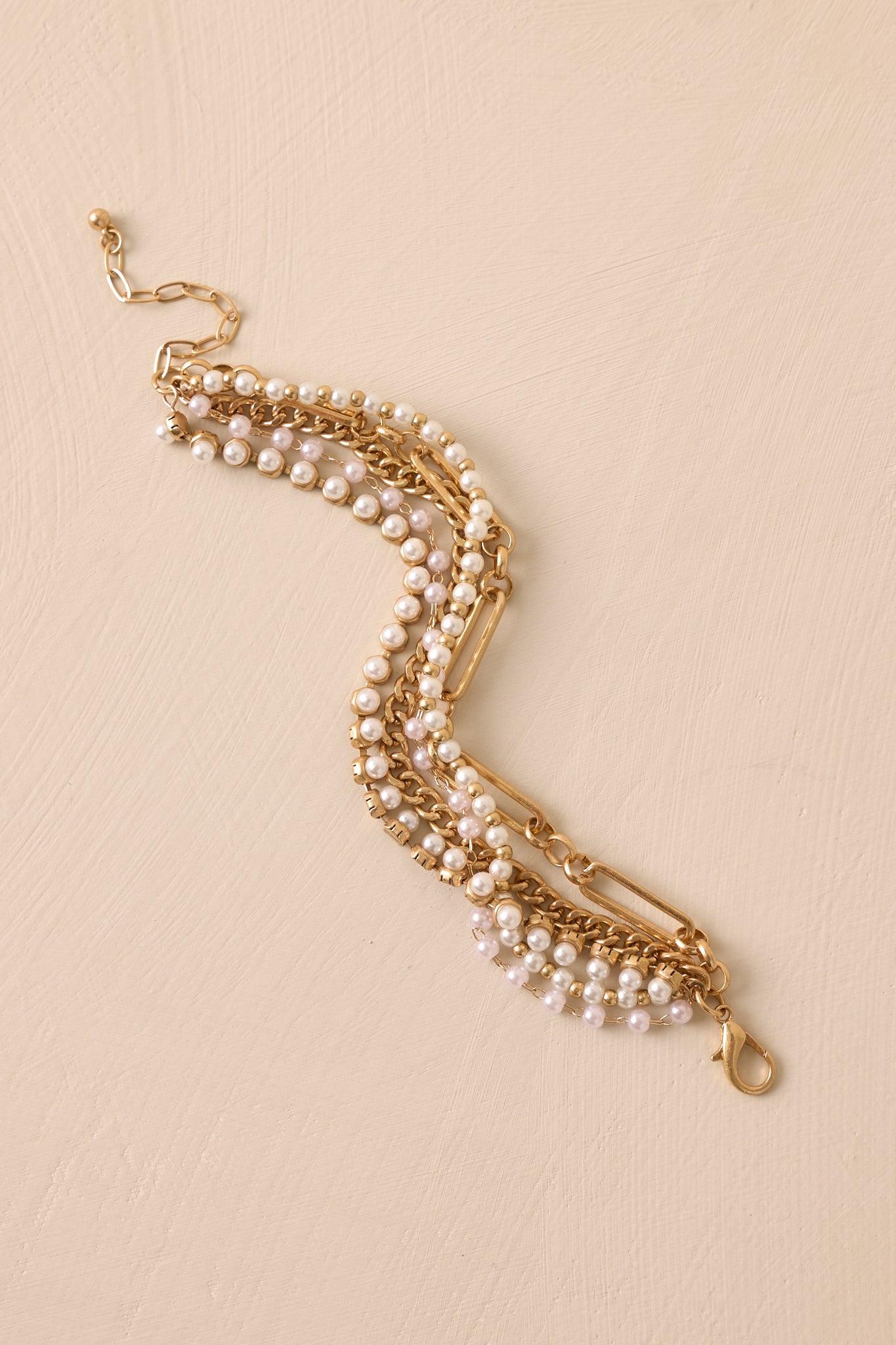 Peaceful Easy Feeling Gold & Pearl Layered Bracelet Product Image