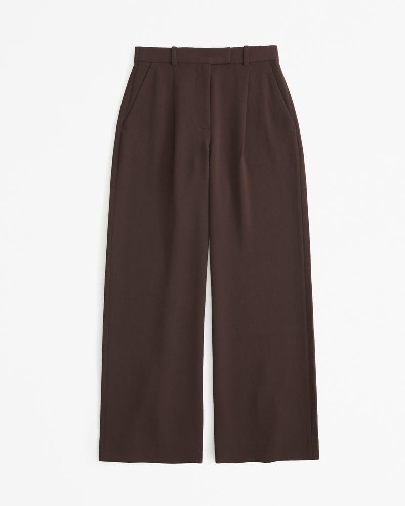 Curve Love A&F Harper Tailored Premium Crepe Ultra-Wide Leg Pant Product Image