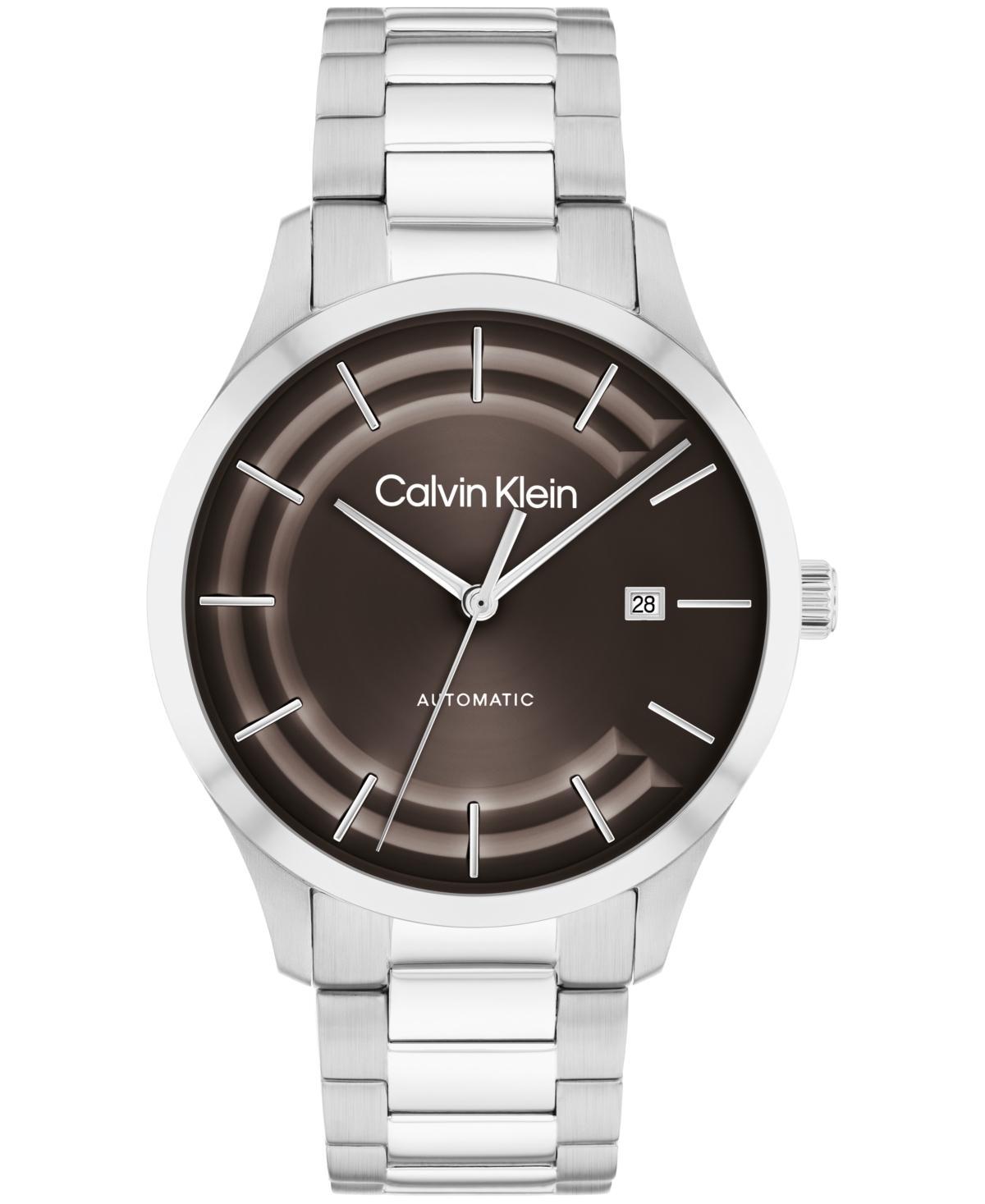 Calvin Klein Mens Iconic Automatic Sliver Stainless Steel Bracelet Watch 40mm Product Image