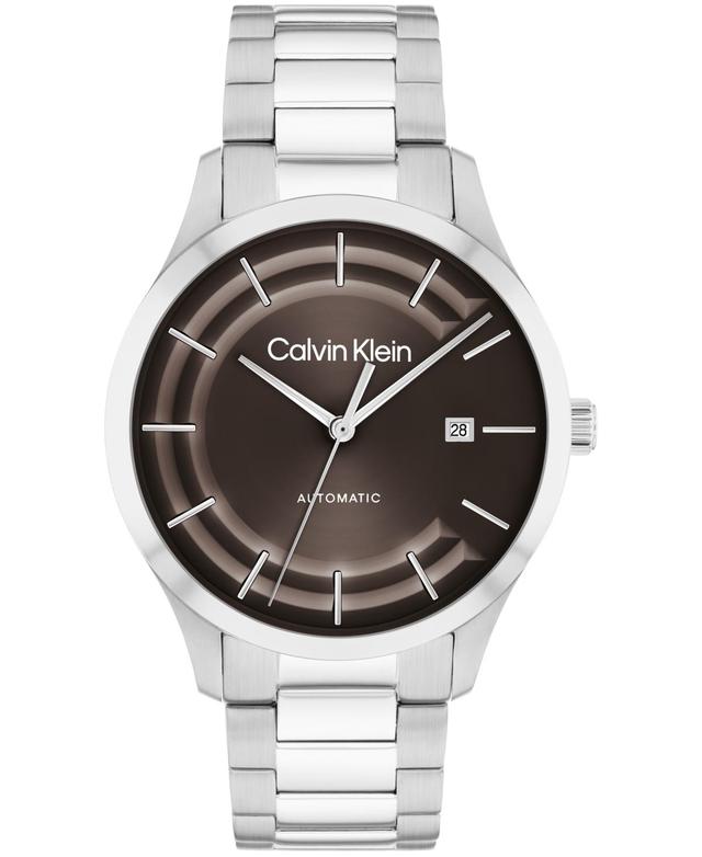 Calvin Klein Mens Iconic Automatic Sliver Stainless Steel Bracelet Watch 40mm Product Image