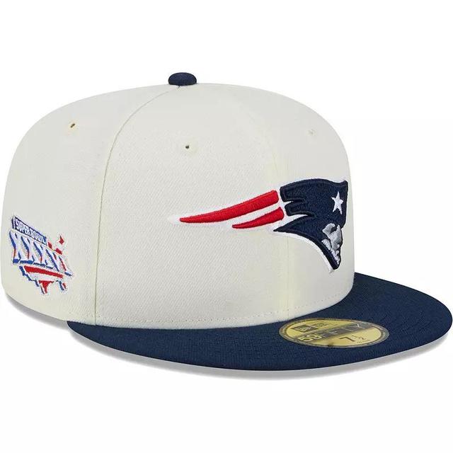 Mens New Era Cream New England Patriots Retro 59FIFTY Fitted Hat Product Image