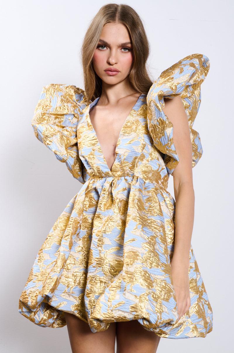 BELLE OF THE BALL BROCADE MINI DRESS Product Image