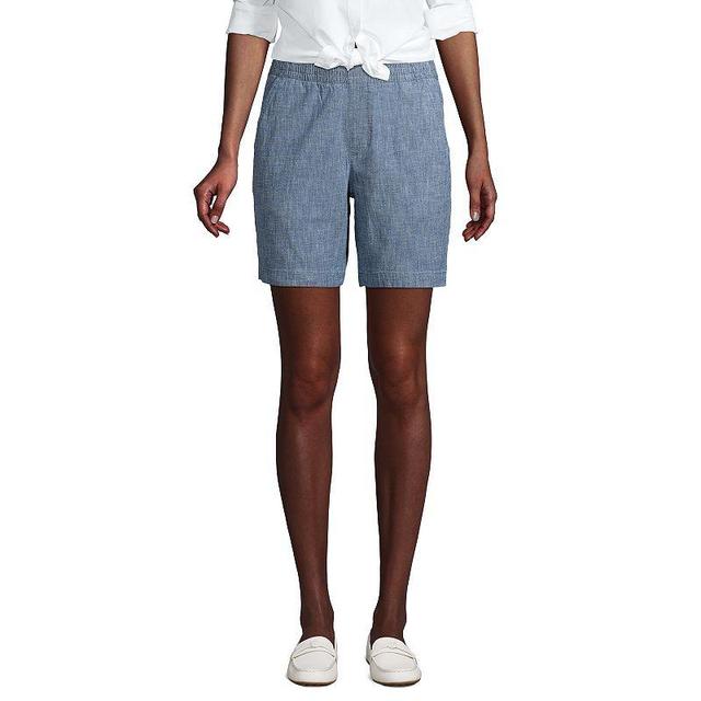 Petite Lands End Pull-On Chino Shorts, Womens Blue Product Image