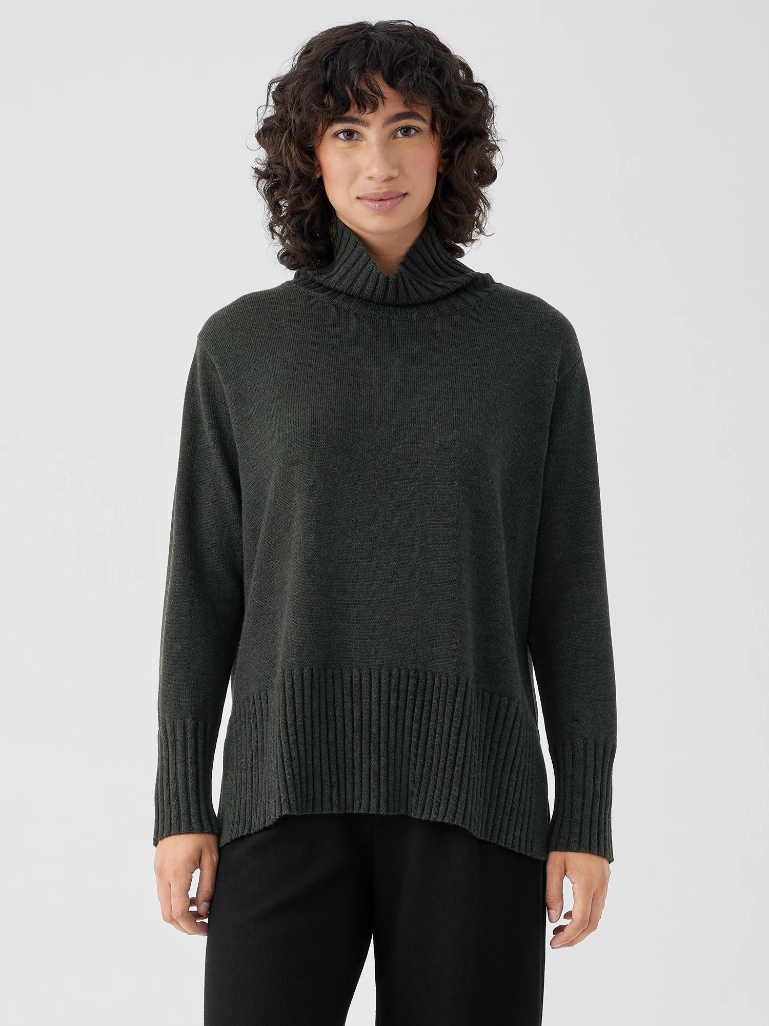 EILEEN FISHER Merino Jersey Turtleneck in Regenerative Woolfemale Product Image