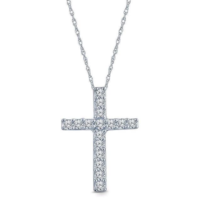 Irena Park 10K White Gold 1/10 Carat T.W. Diamond Cross Pendant Necklace, Womens Product Image