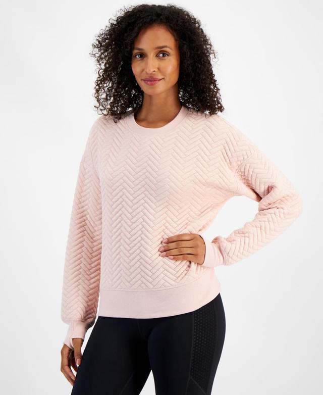 Id Ideology Womens Relaxed Quilted Crewneck Pullover, Created for Macys Product Image