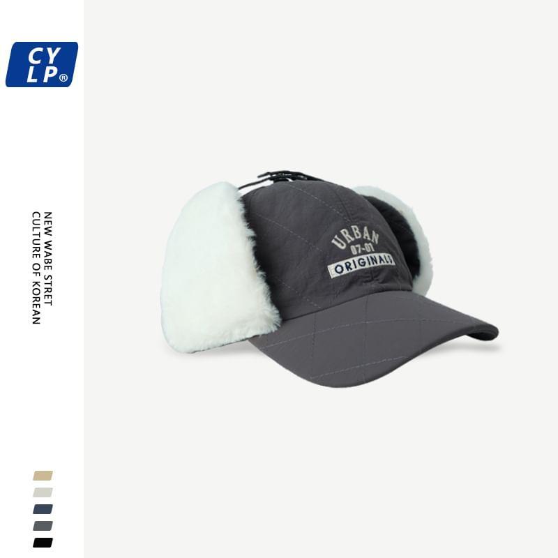 Lettering Embroidered Earflap Baseball Cap product image