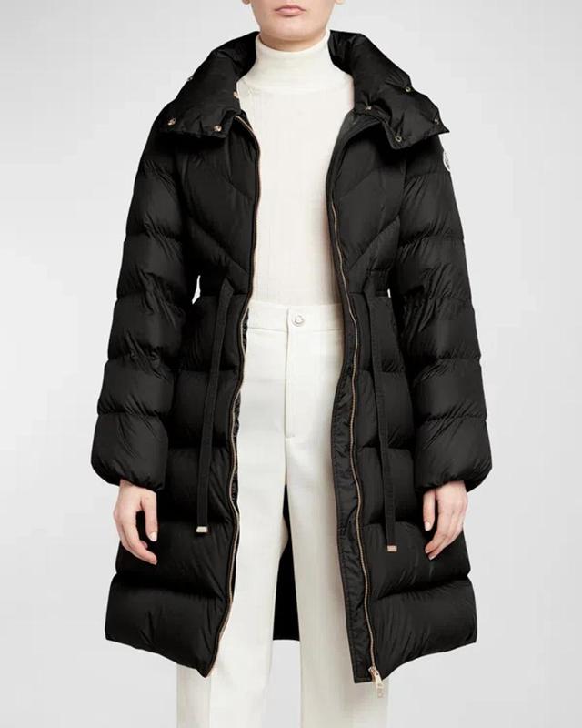 MONCLER Brou Brushed Nylon Puffer Coat In Black Product Image