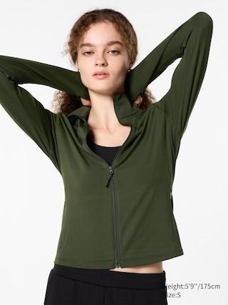 Womens Ultra Stretch Airism Full-Zip Jacket Dark Green Small UNIQLO US Product Image