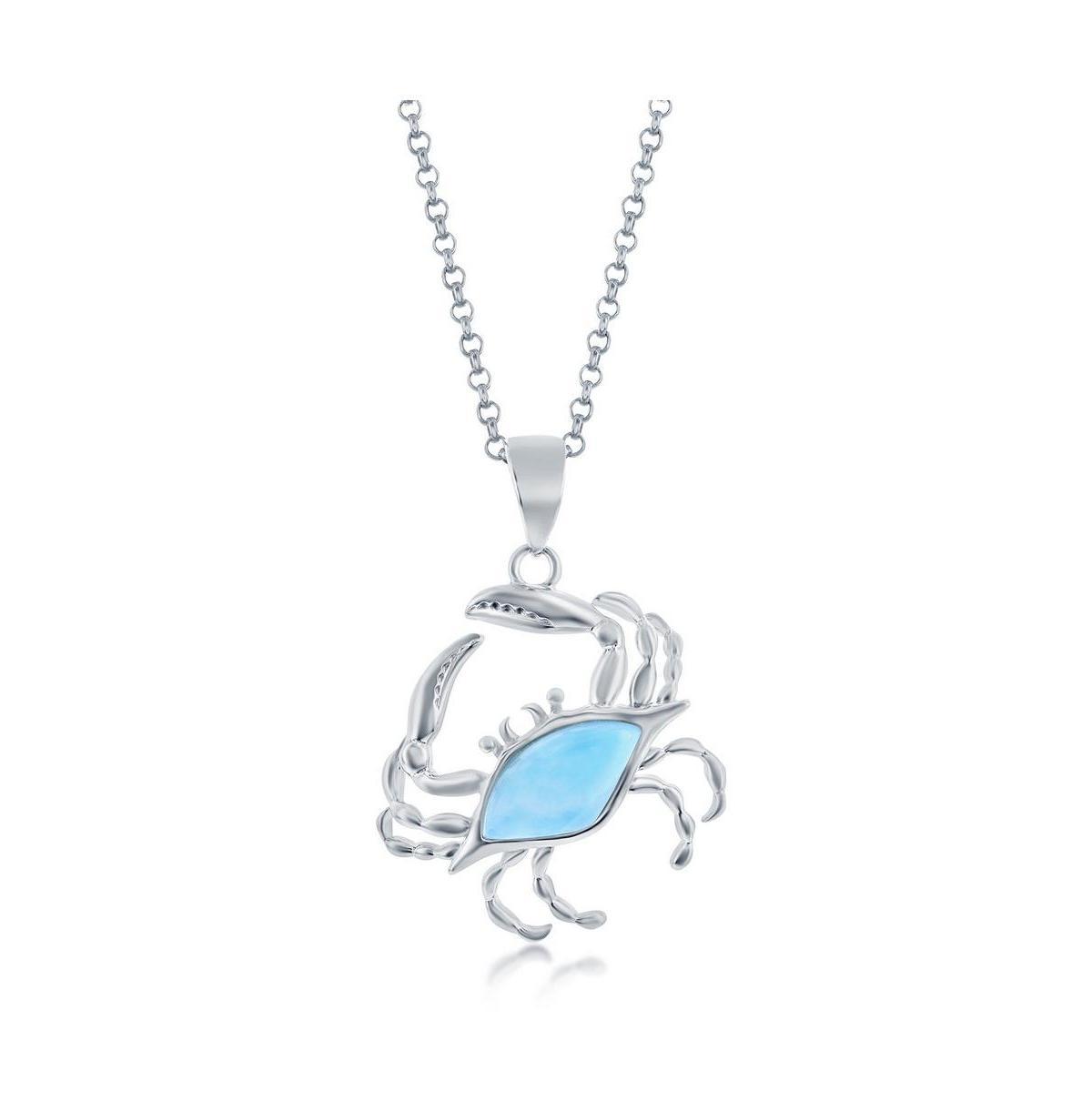 Sterling Silver Larimar Crab Necklace, Womens Product Image